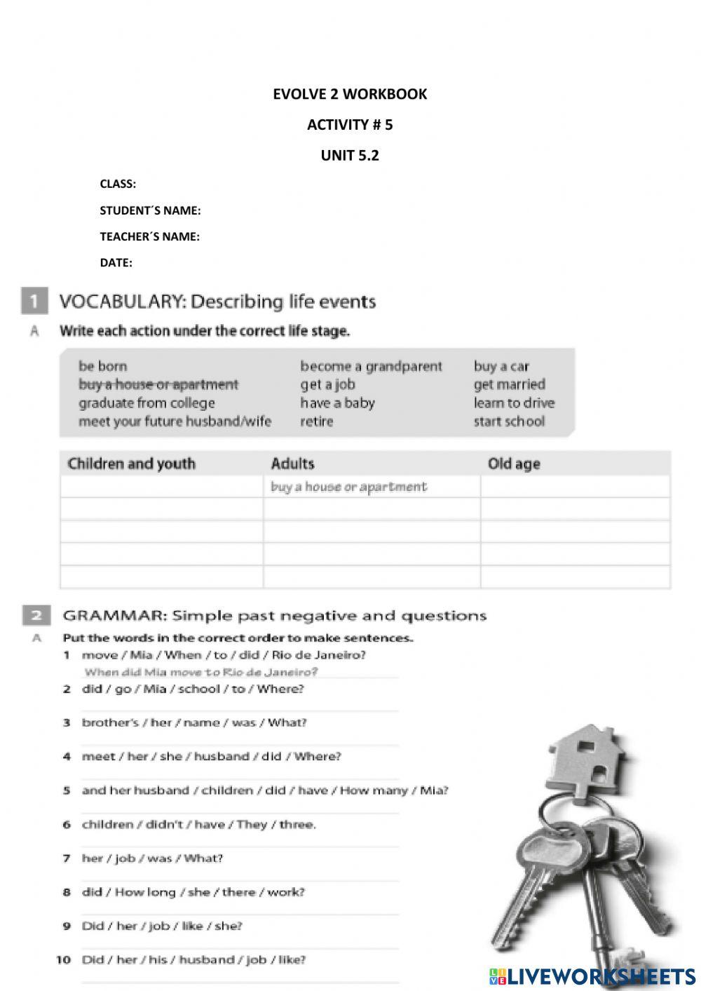 EVOLVE 2 UNIT 5.2  workbook