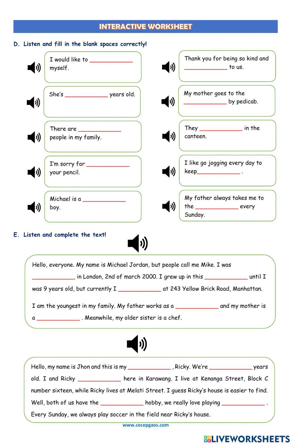 LKPD Interaktif Bahasa Inggris Tentang Listening Exercise for Grade 7