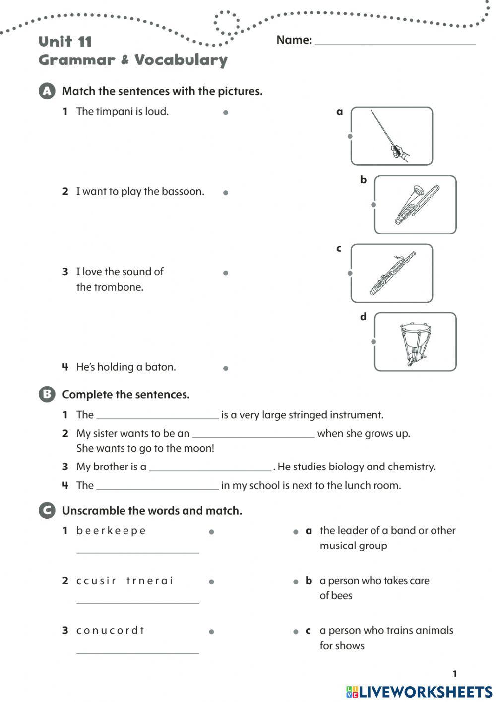 Task units 11-12 - Oxf Dic 3 online exercise for | Live Worksheets