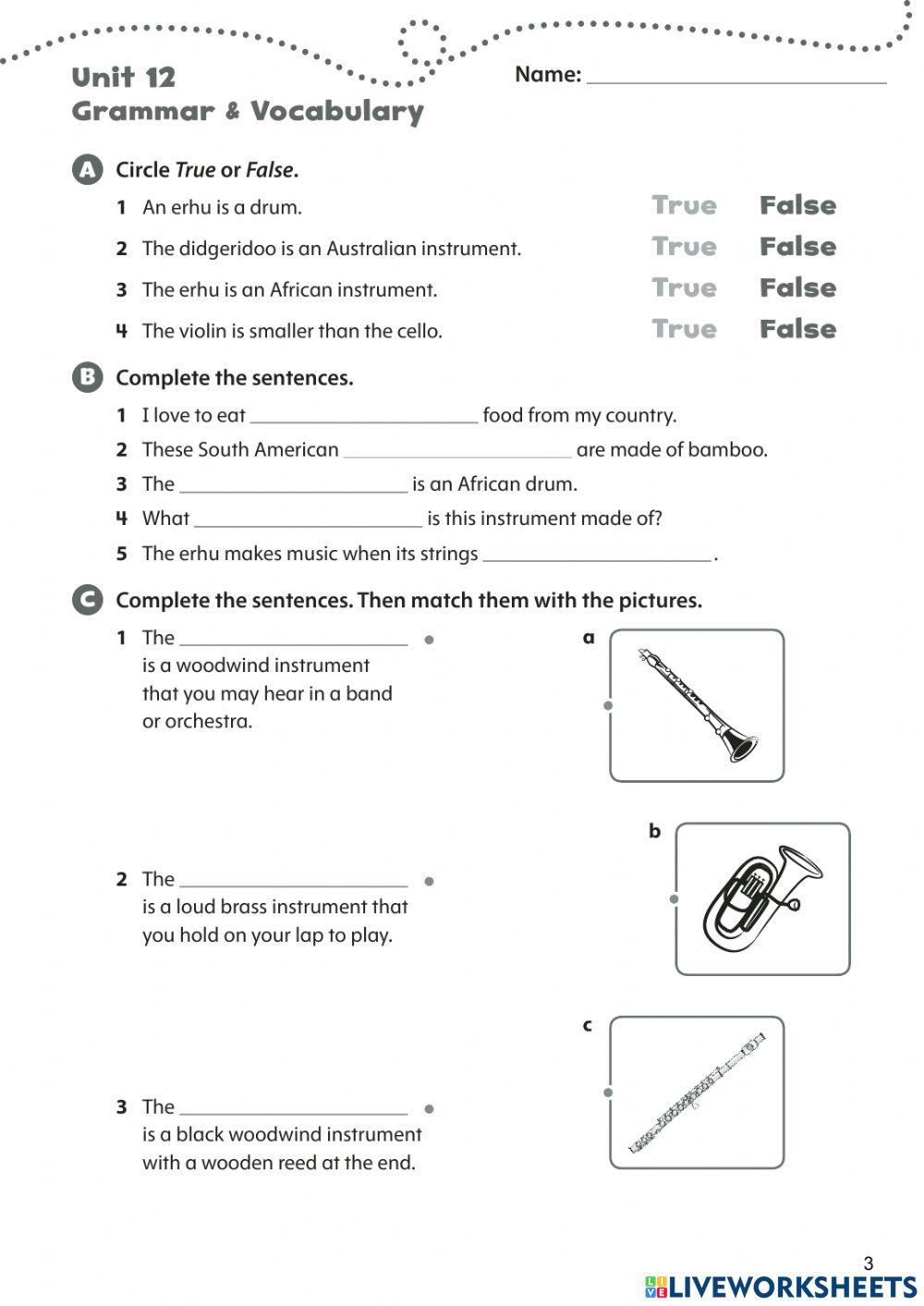 Task units 11-12 - Oxf Dic 3 online exercise for | Live Worksheets