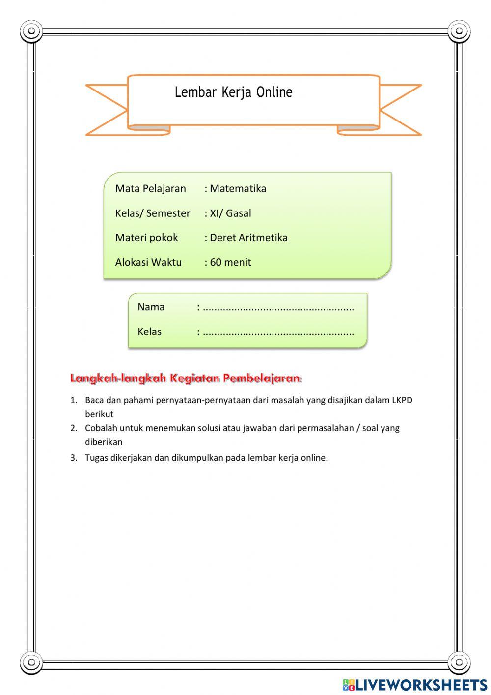 Barisan dan Deret Aritmatika