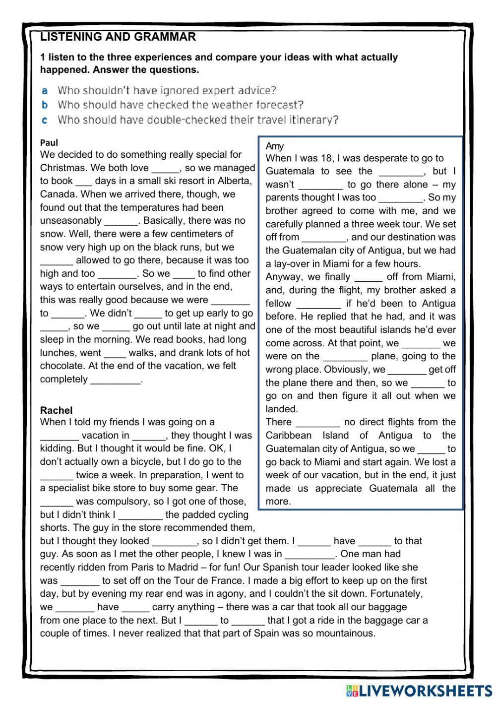 Usmp upper interm unit 7 listening and grammar