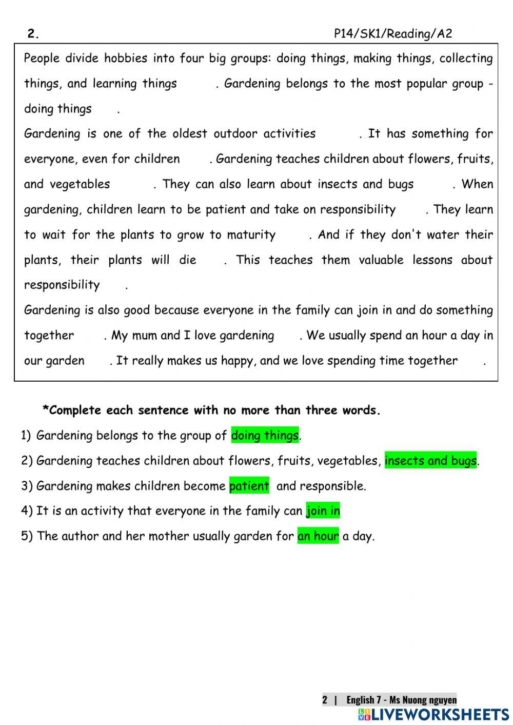 E7U1 (speaking) My hobbies (new) -nuongnguyen