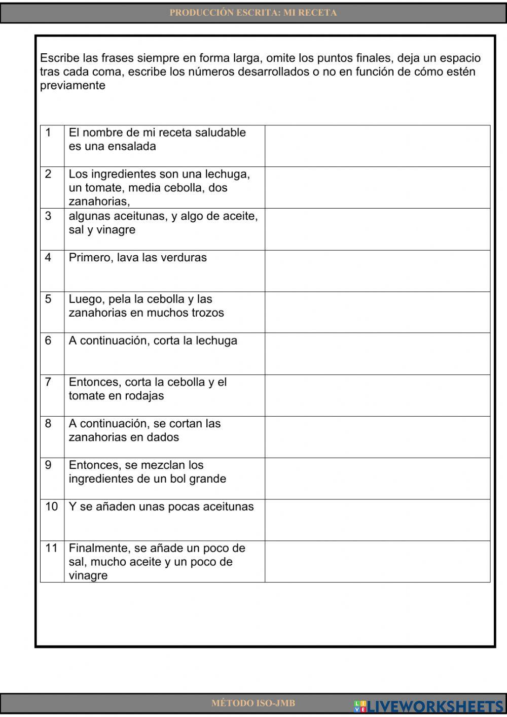 Writing 11. Mi receta