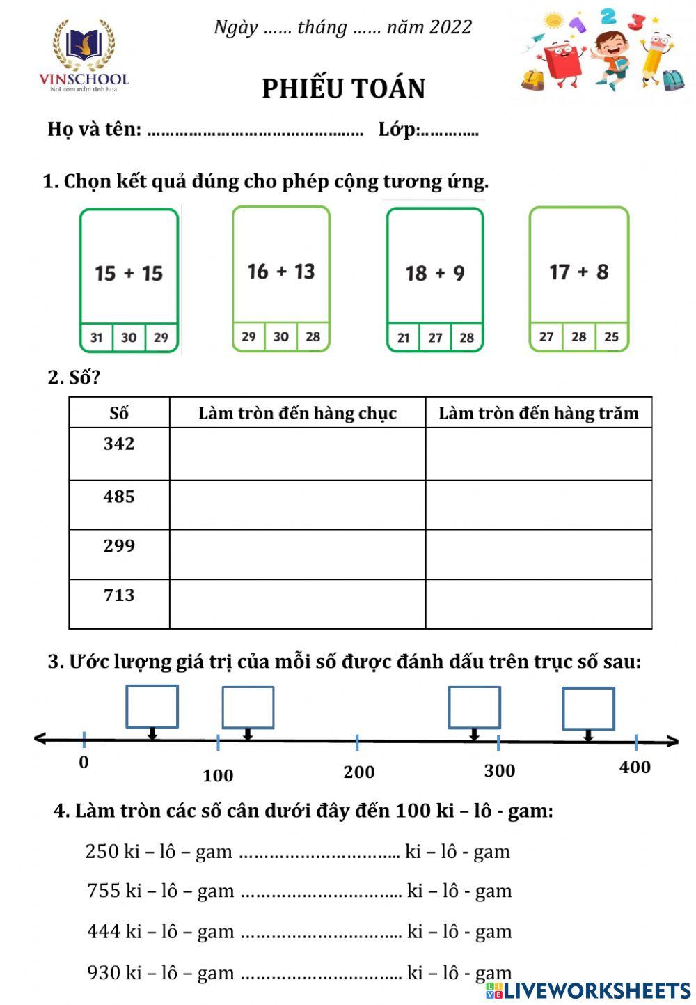 Phiếu củng cố ước lượng