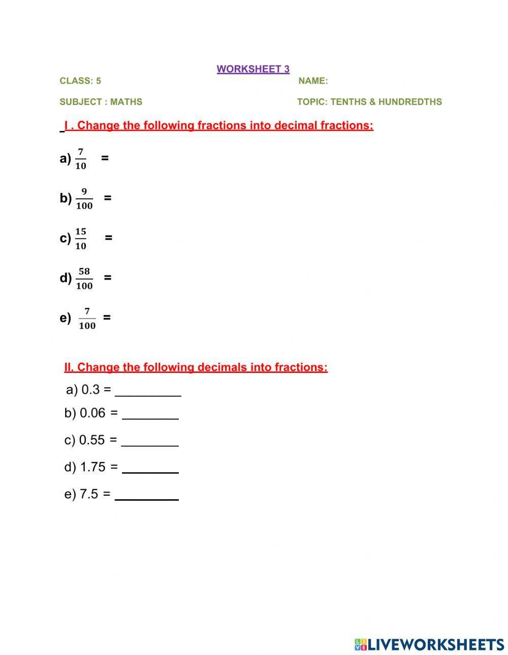 Tenths and Hundredths