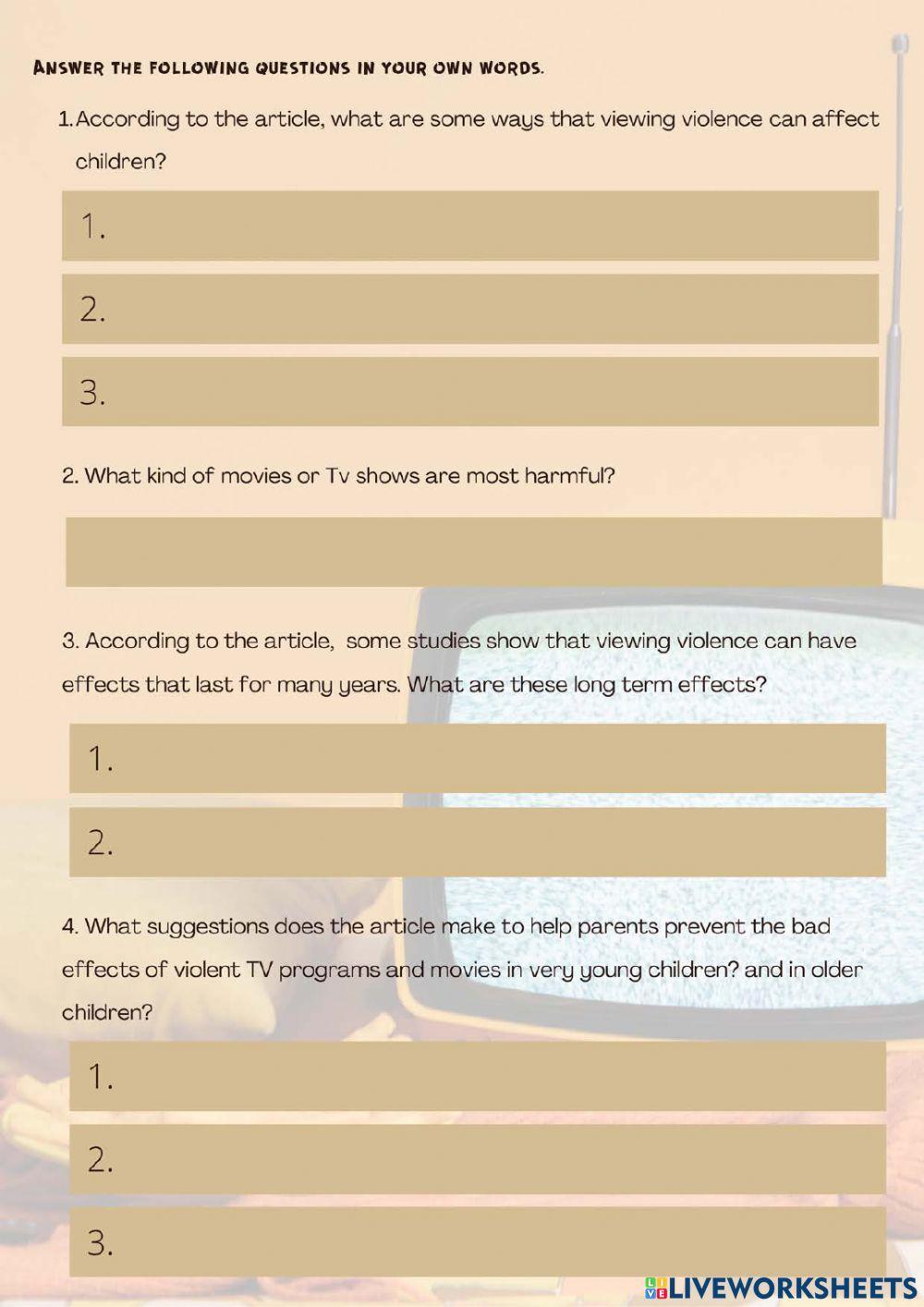 Reading-Can violent movies or TV programs harm children?