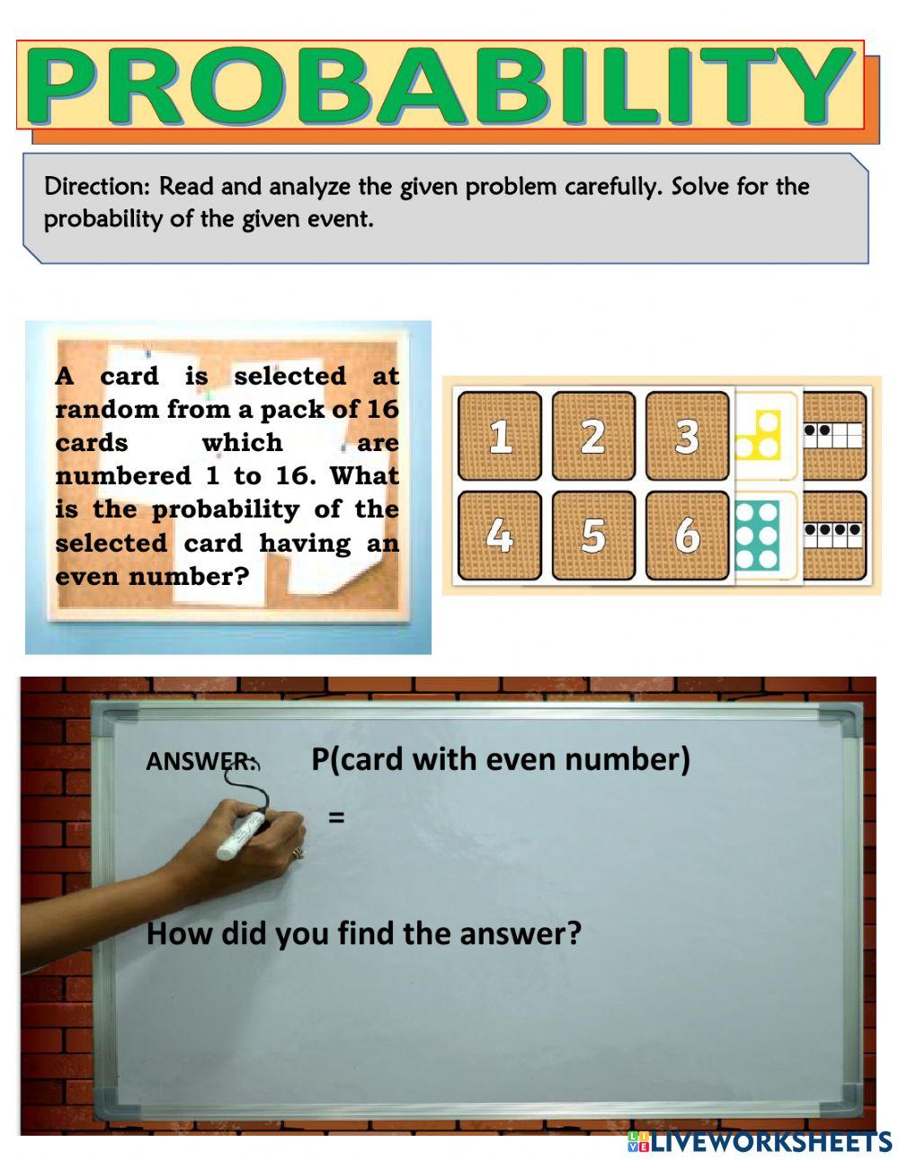 Probability of single events worksheet | Live Worksheets
