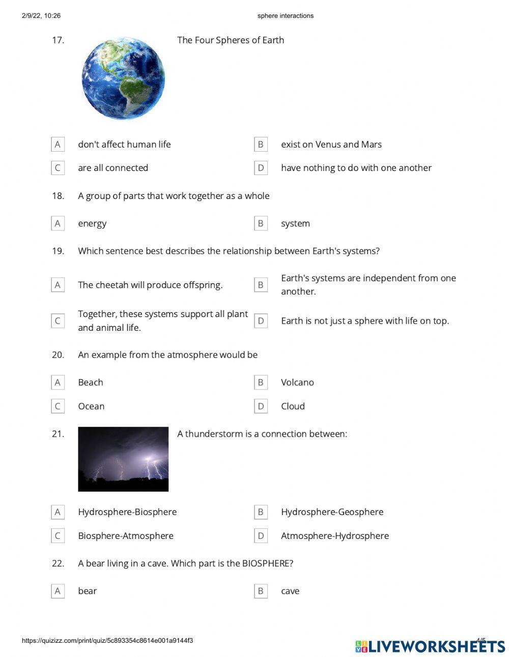 Earth spheres interaction