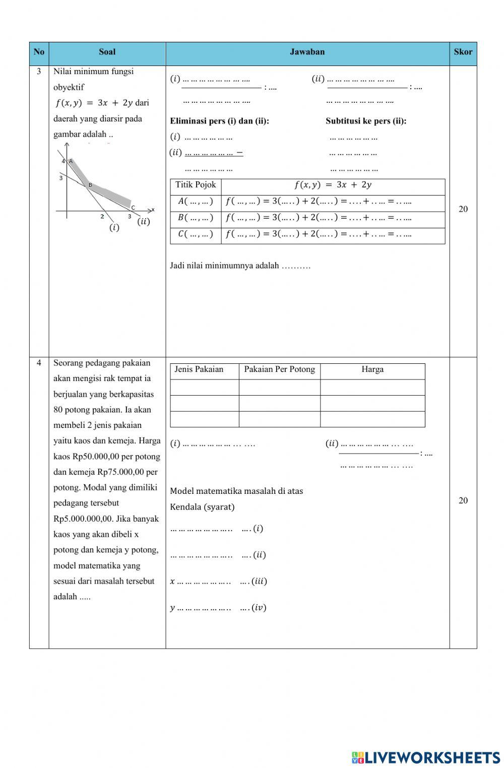 Penilaian Harian KD 3.2 dan 4.2