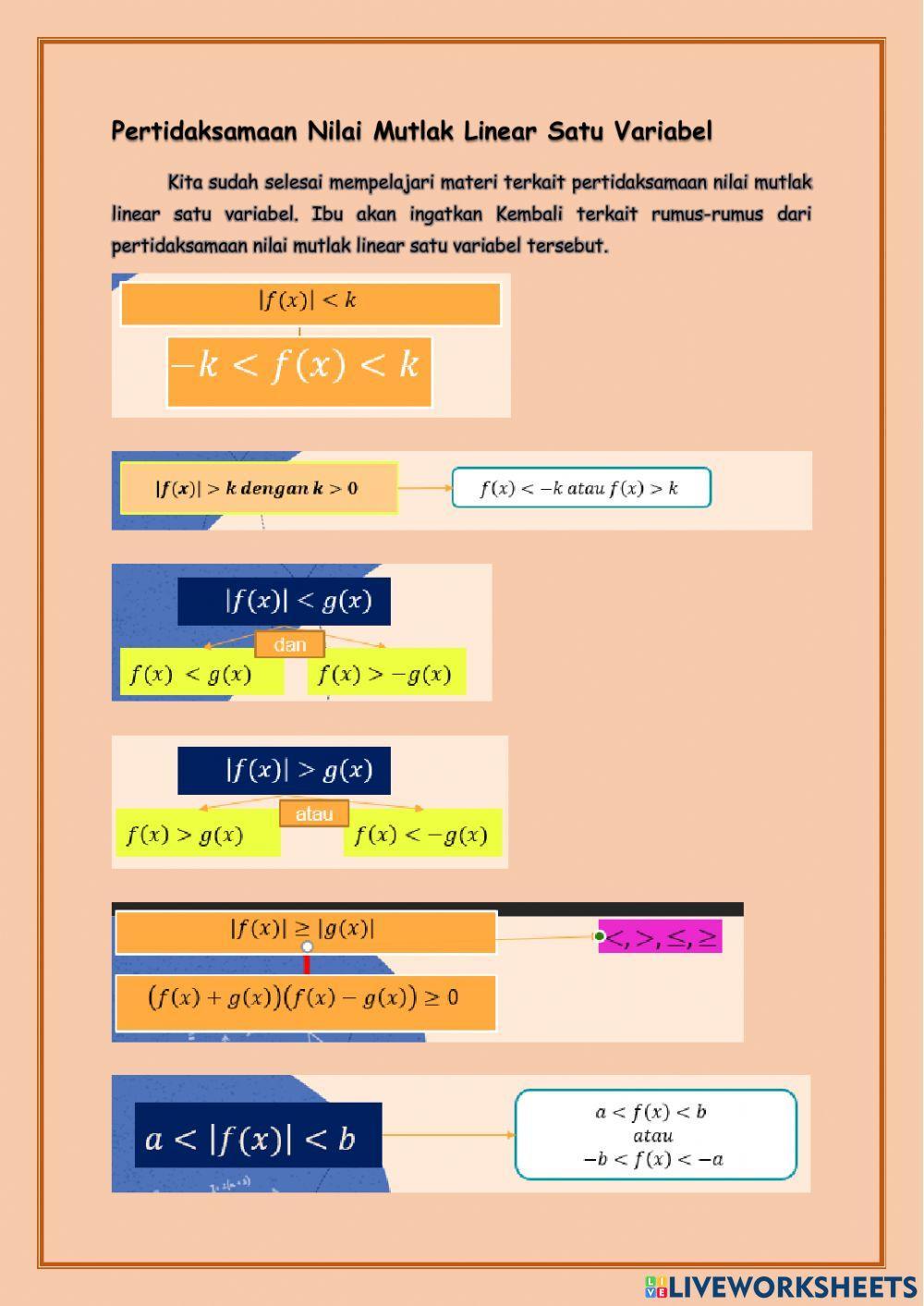 Pertidaksamaan nilai mutlak