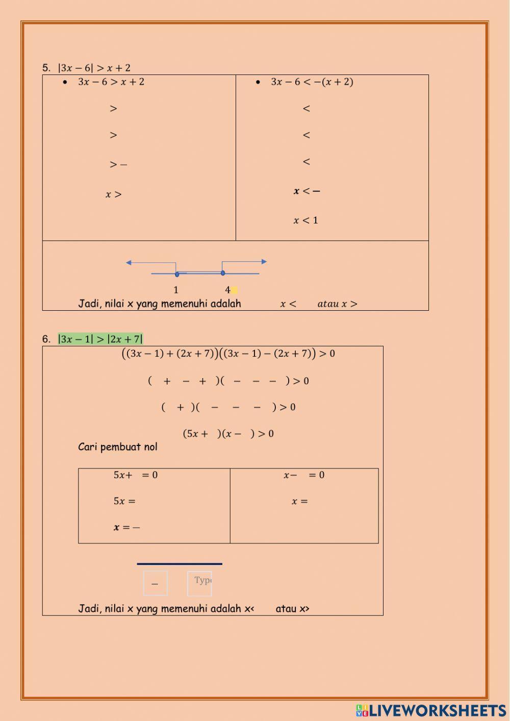 Pertidaksamaan nilai mutlak