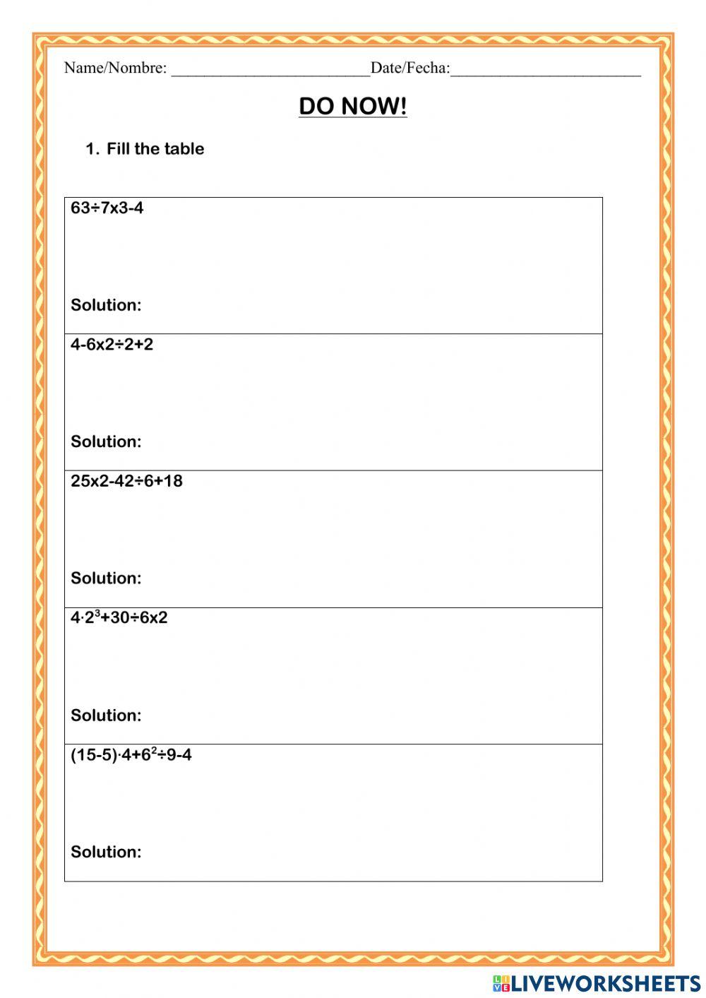 WCMFR-Order of Operation