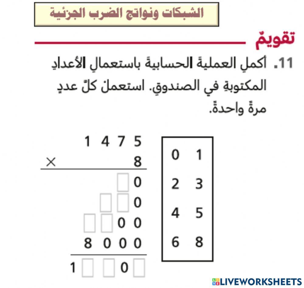 الشبكات ونواتج الضرب الجزئية
