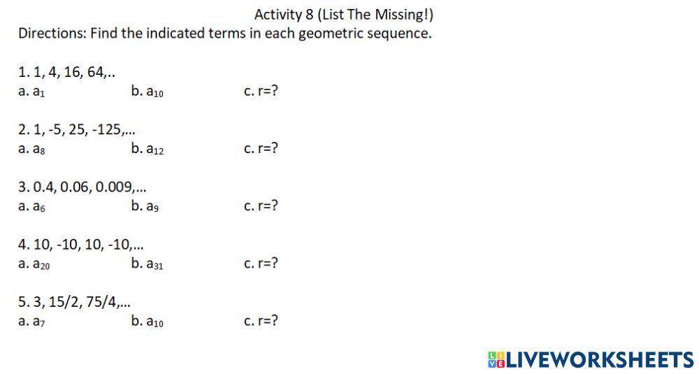 List the missing