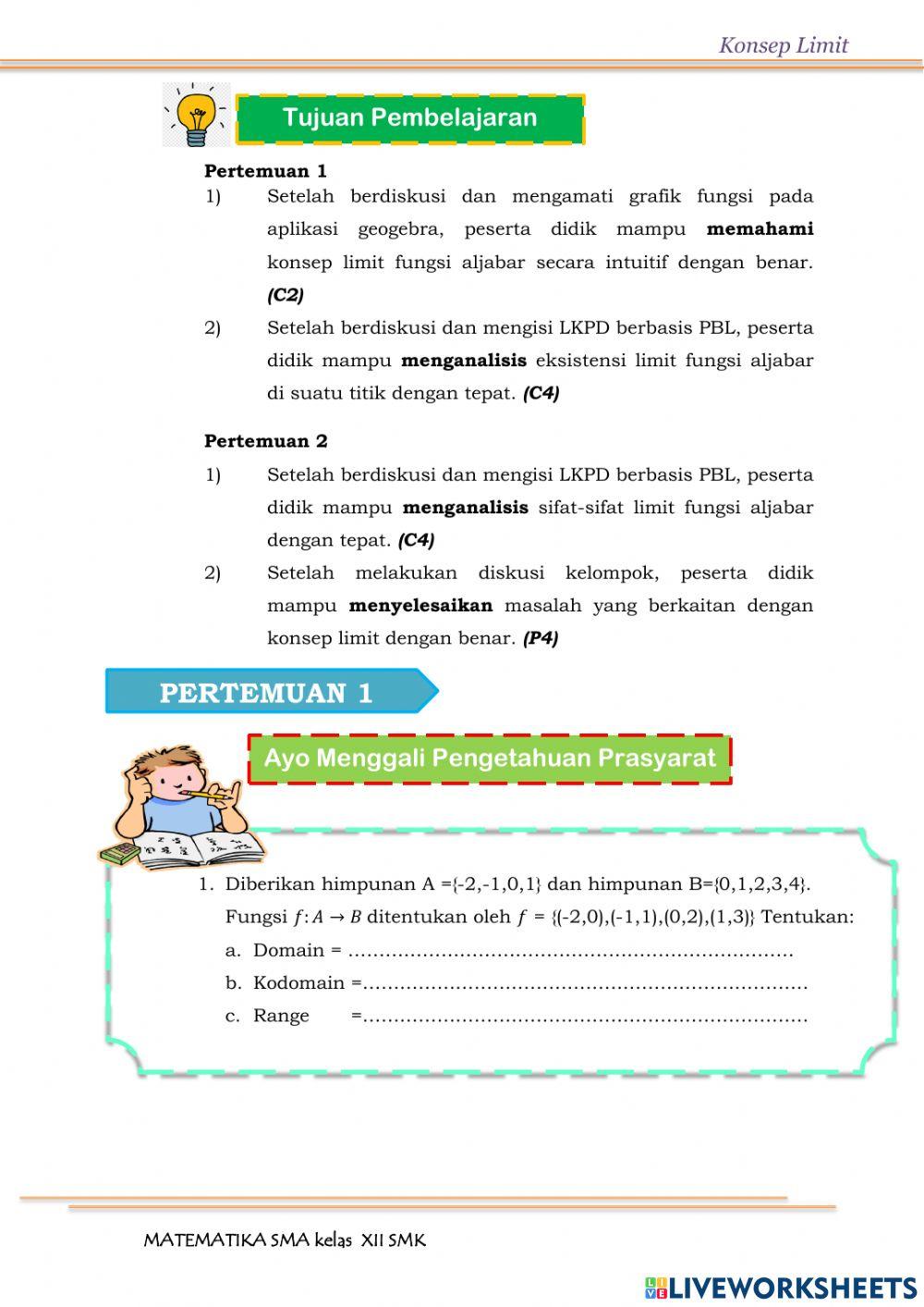 Konsep dan Eksistensi Limit Fungsi Aljabar