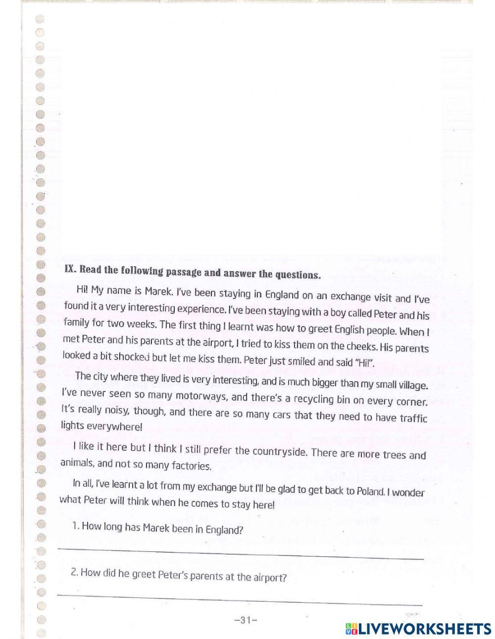 Unit 2: Life in the countryside