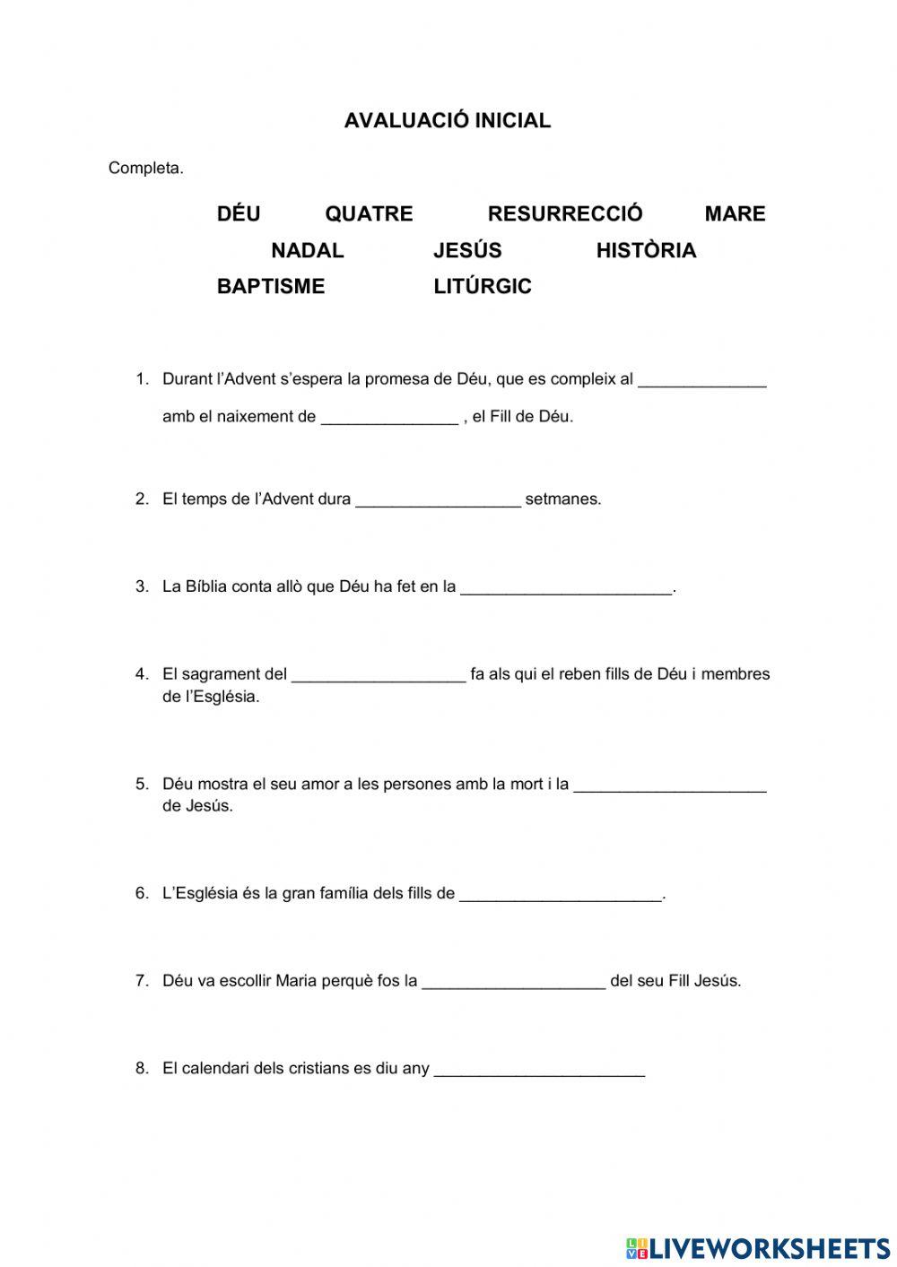 Avaluació inicial 3r