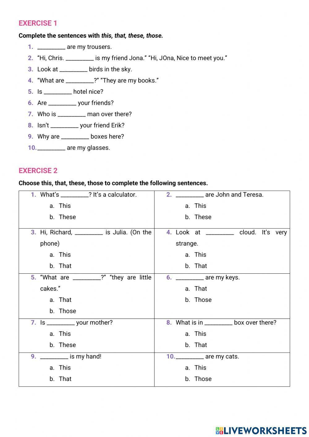 This, these, that, those