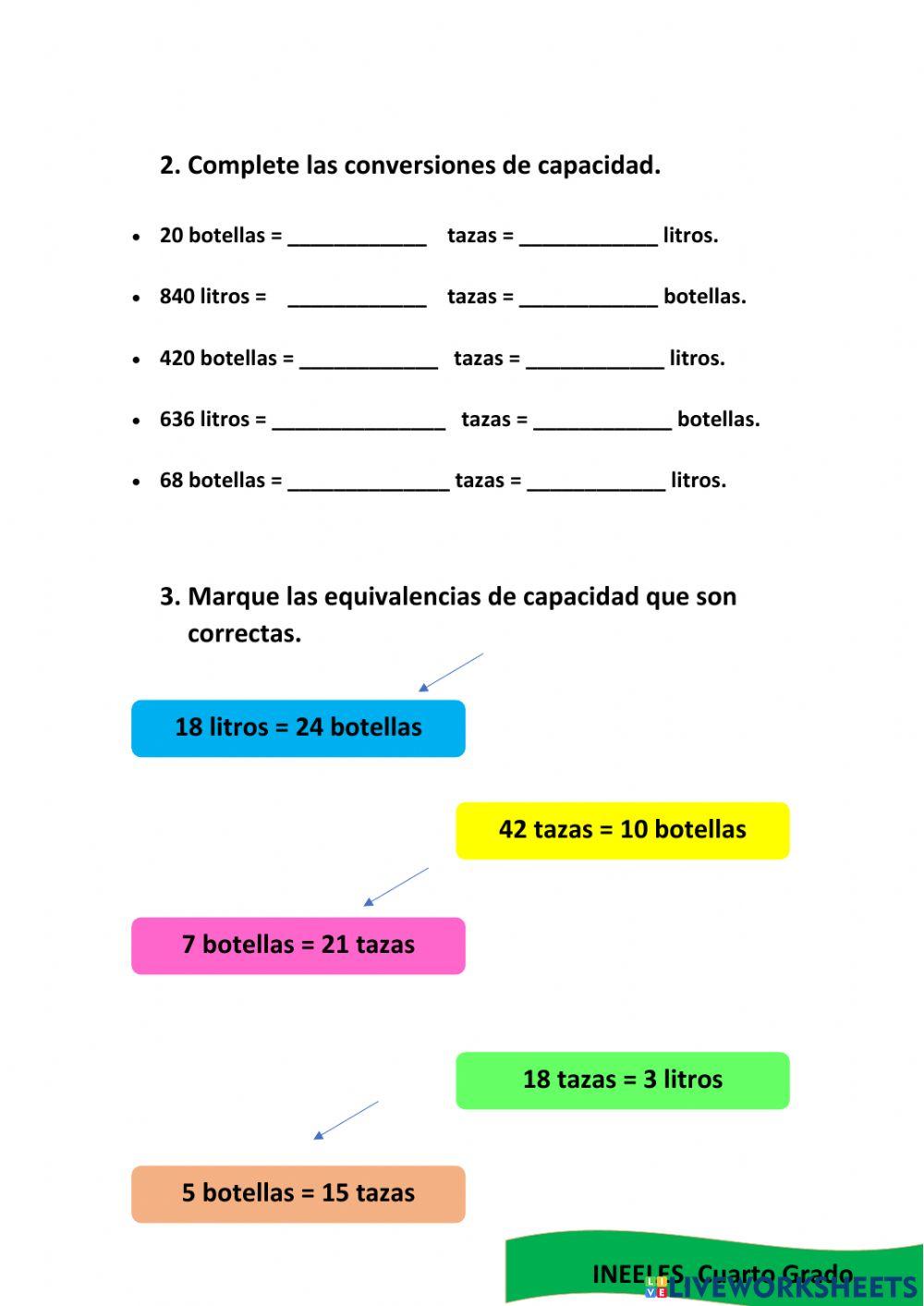 Conversion litro, botella taza, profe mariela alfaro Conversion litro, botella taza, profe mariela alfaro