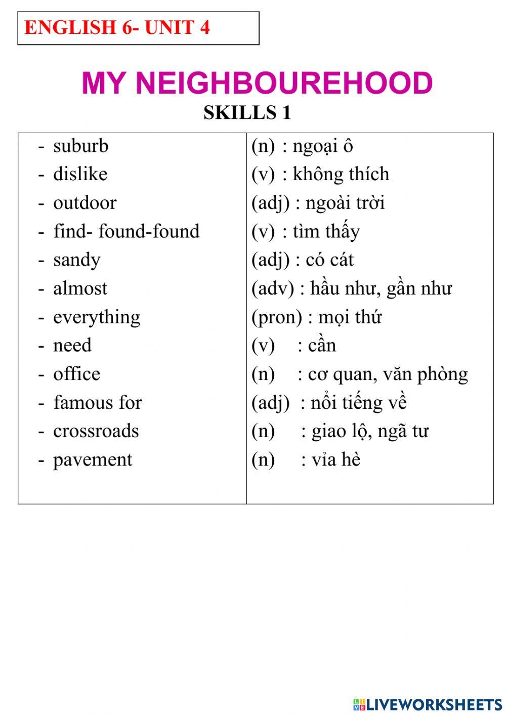 English 6- unit 4- skills 1