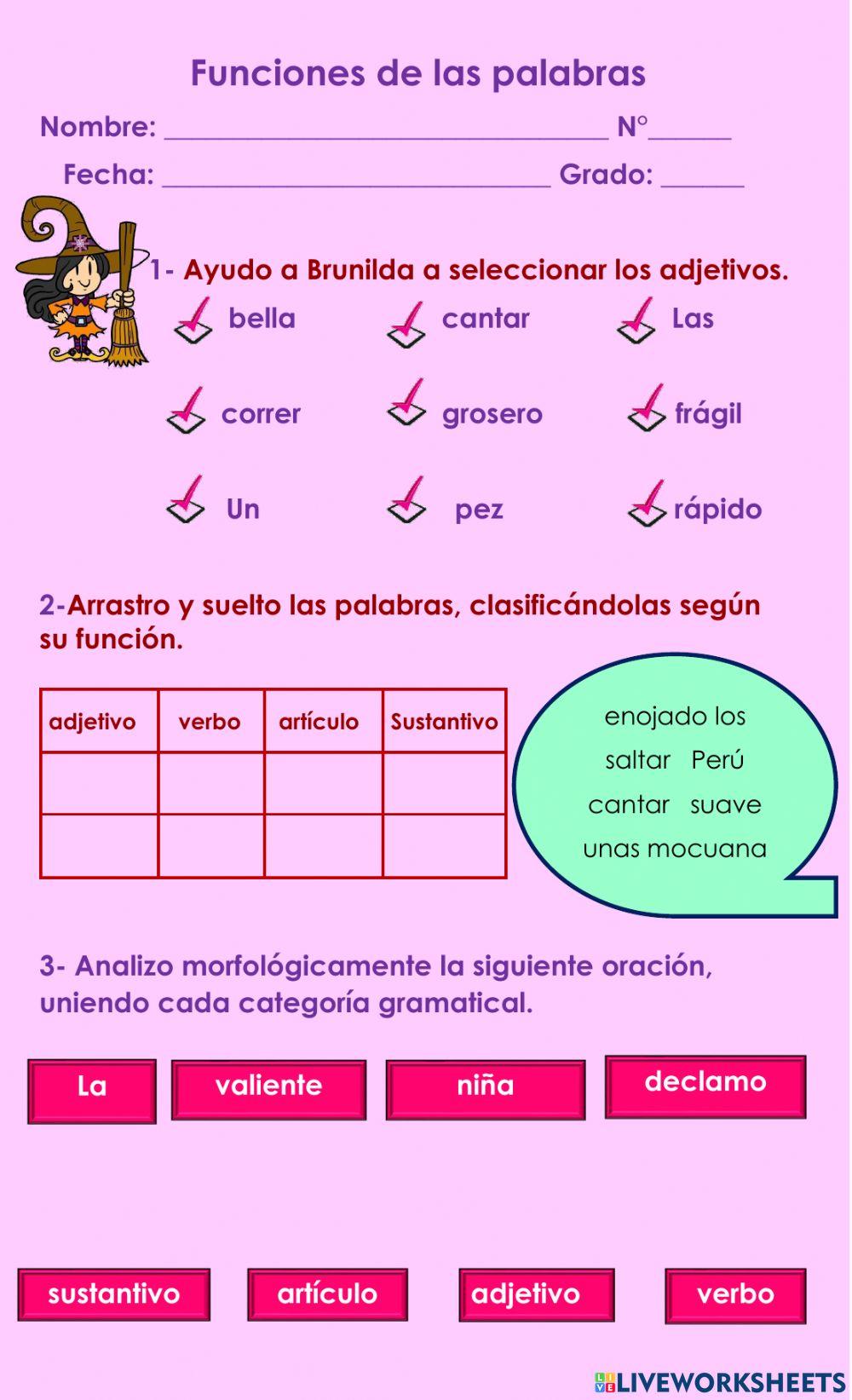 Funciones de las palabras