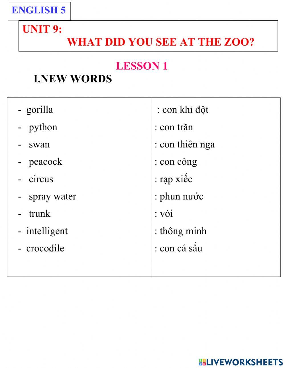 English 5- unit 9- lesson 1