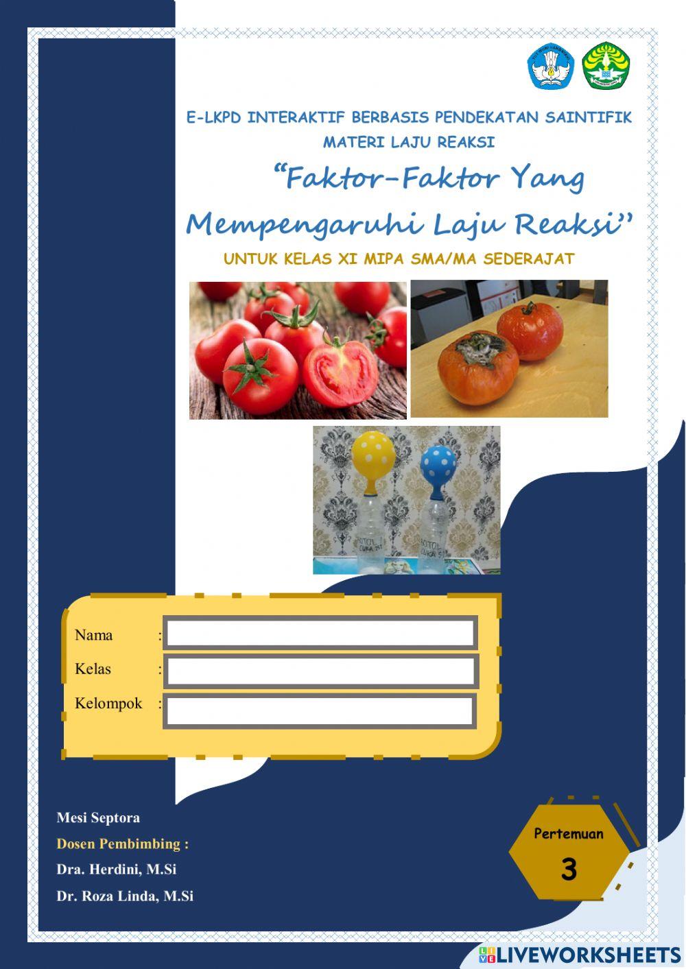 E-LKPD 3 Faktor-Faktor Yang Mempengaruhi Laju Reaksi