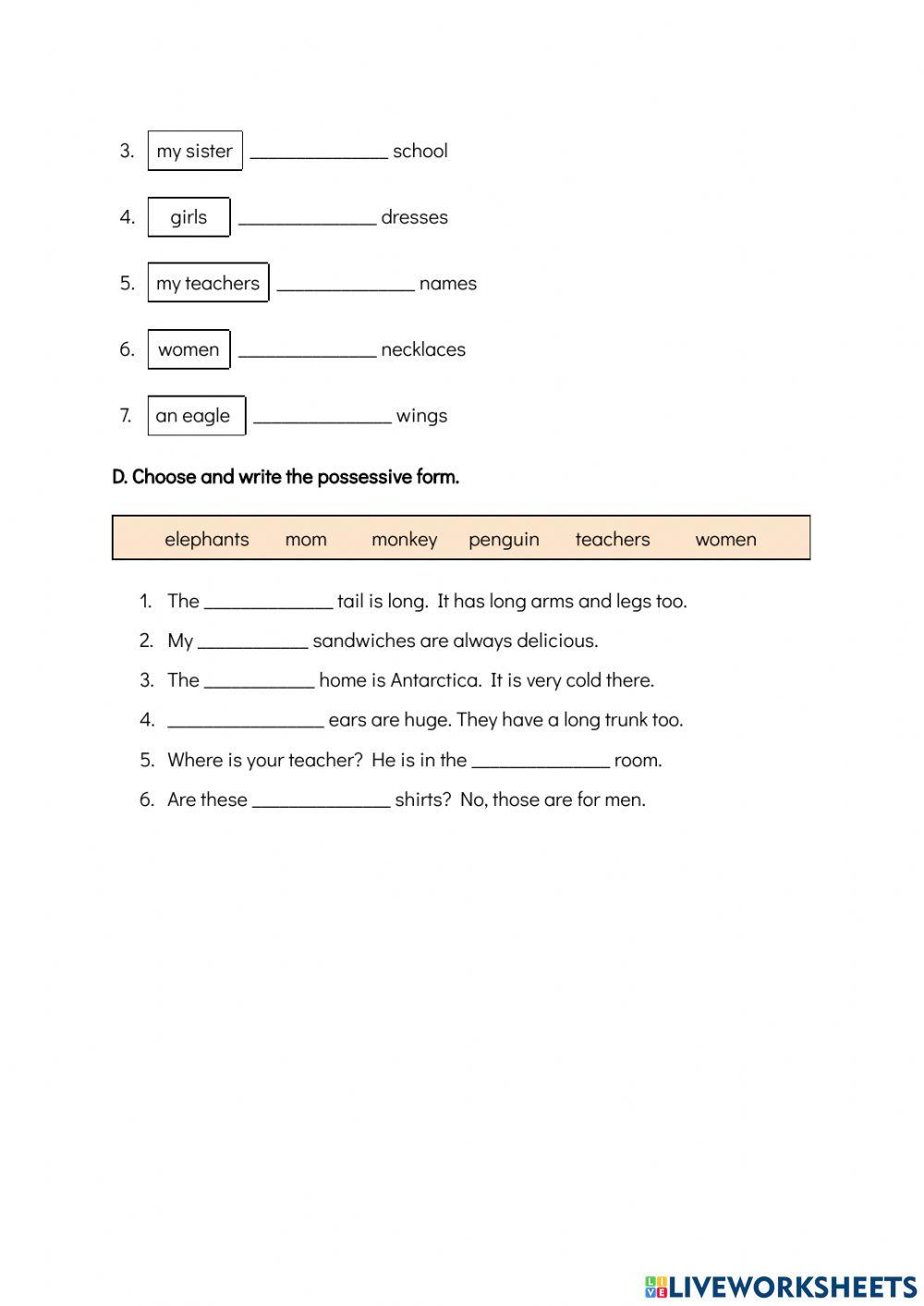 Demonstratives, possessives with 's