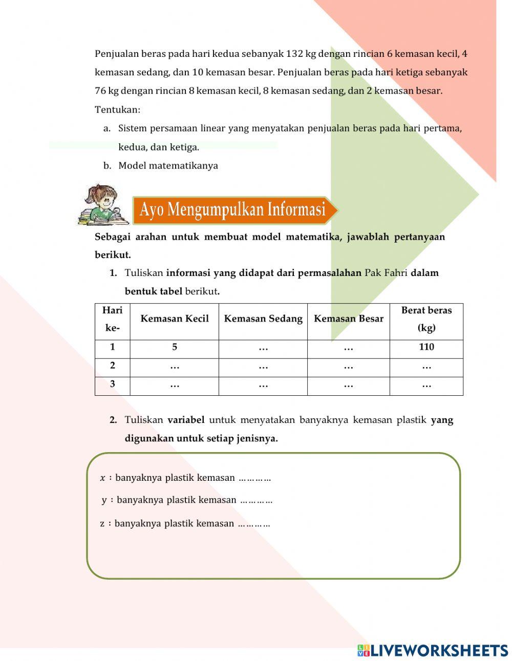 Model Matematika SPLTV