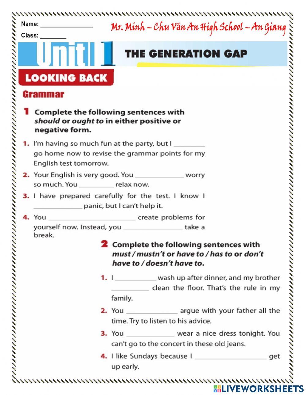 English 11 - Unit 1 - Looking Back