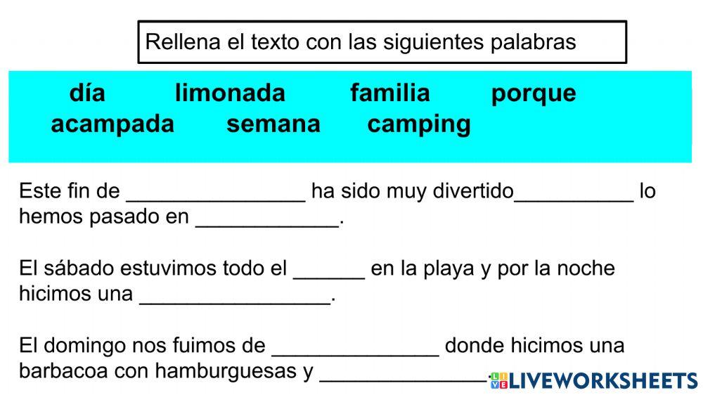 Rellenar texto con palabras