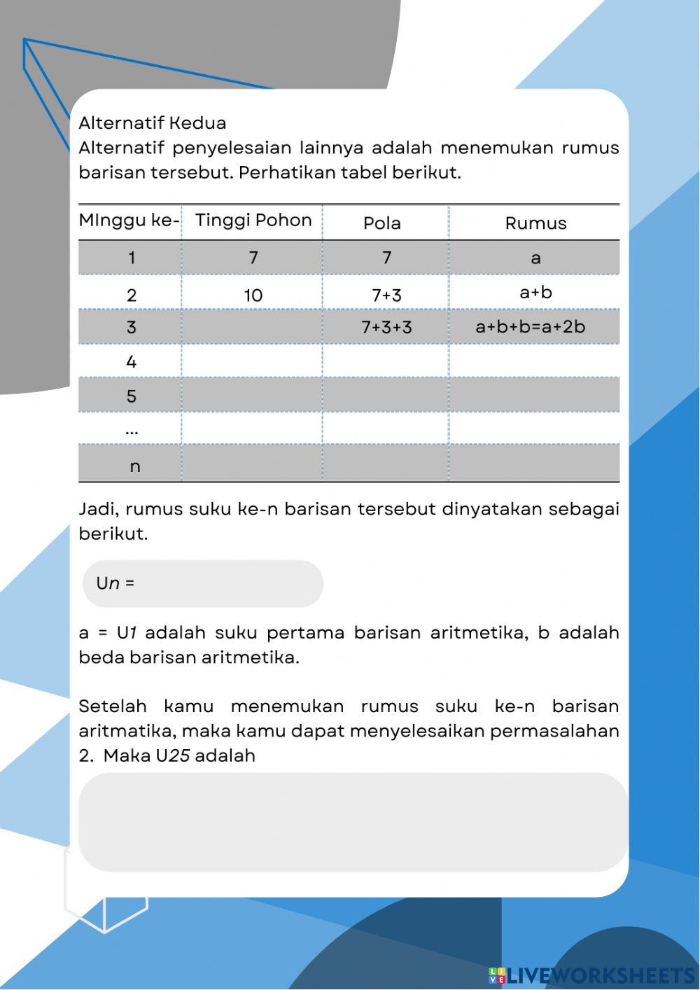 LKPD Barisan dan Deret Aritmetika