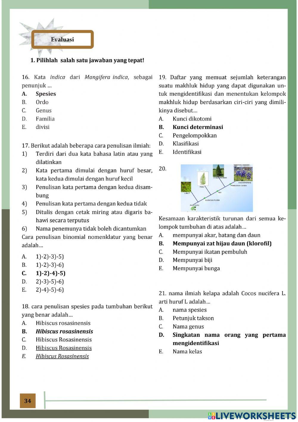 LKPD Interaktif Biologi Evaluasi Klasifikasi Makhluk Hidup