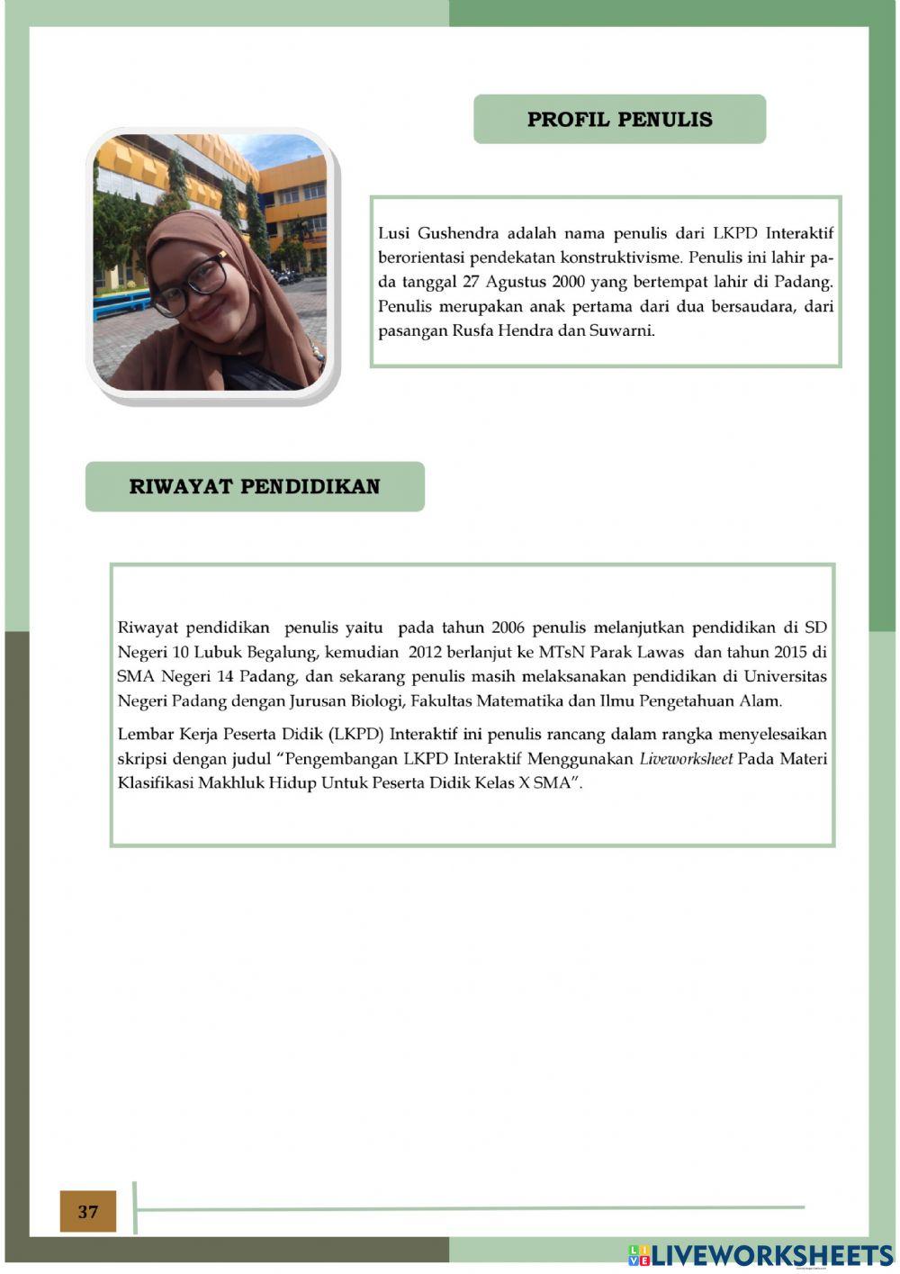 LKPD Interaktif Biologi Evaluasi Klasifikasi Makhluk Hidup