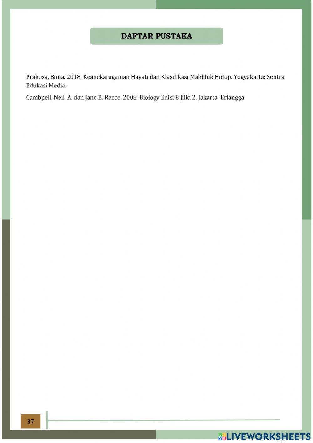 LKPD Interaktif Biologi Evaluasi Klasifikasi Makhluk Hidup