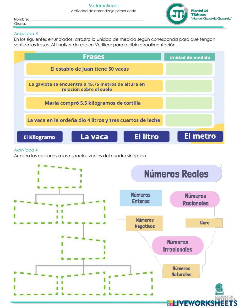 Clasificación de los números