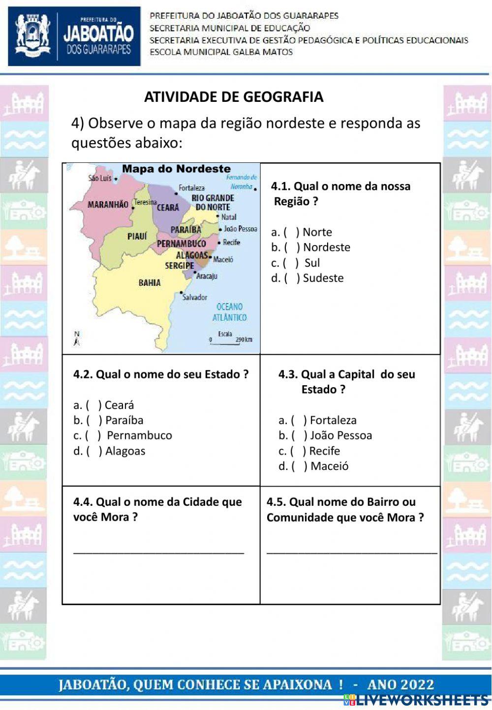 Atividade de geografia