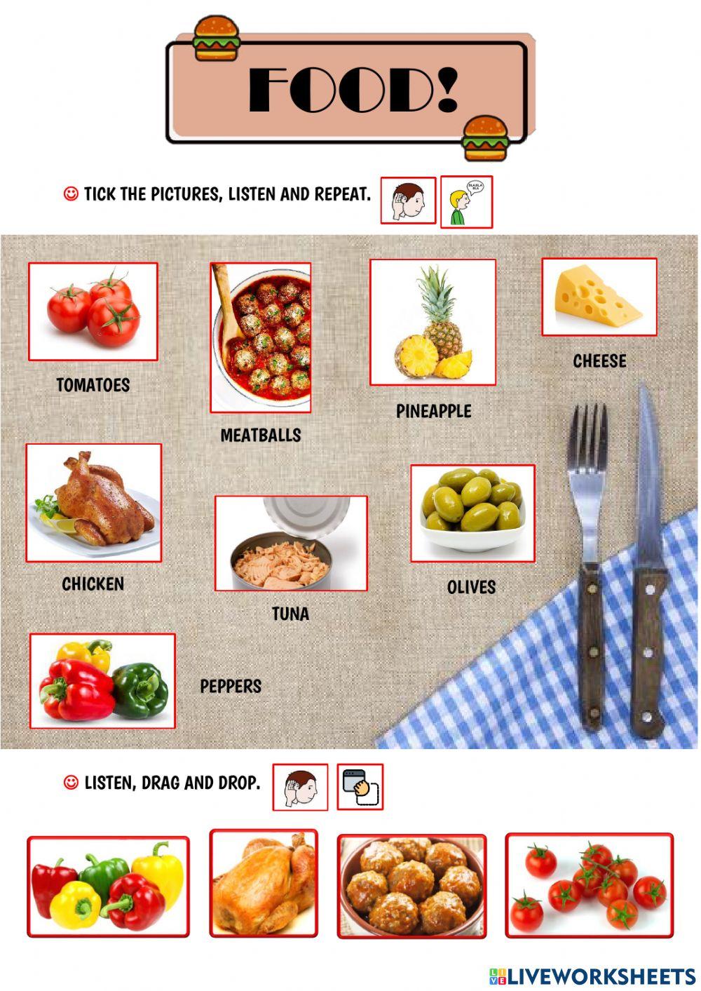 Food online exercise for Grade 3 | Live Worksheets