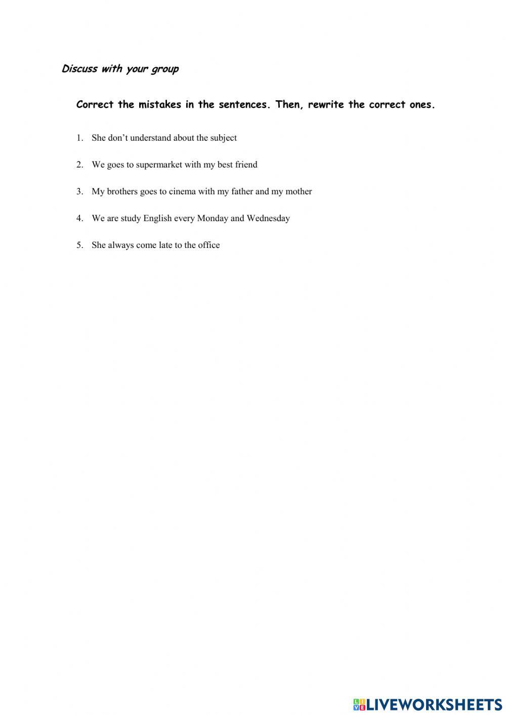 LKPD 1: Correct the mistake sentence