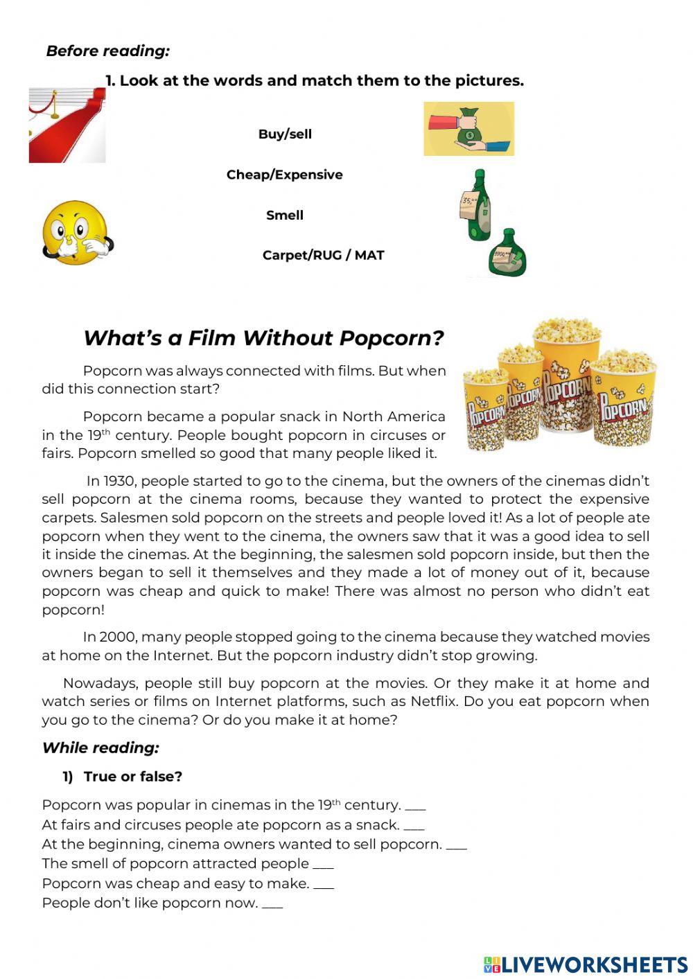 Popcorn Reading Worksheet Live Worksheets popcorn-reading-worksheet-live-worksheets