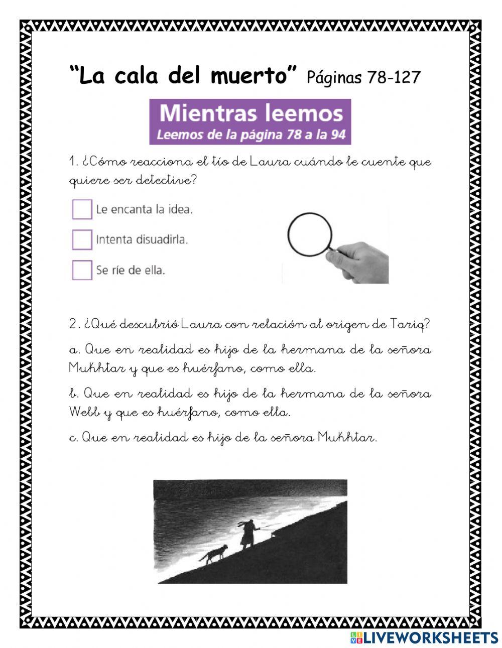 SEGUNDO CONTROL DE LECTURA  -LA CALA DEL MUERTO- PÁGS. 77-128