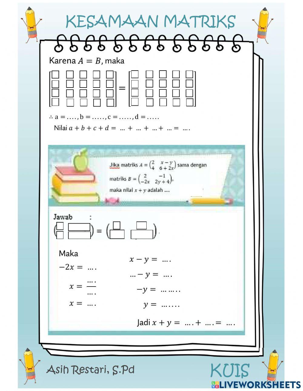 Kuis-Kesamaan Matriks
