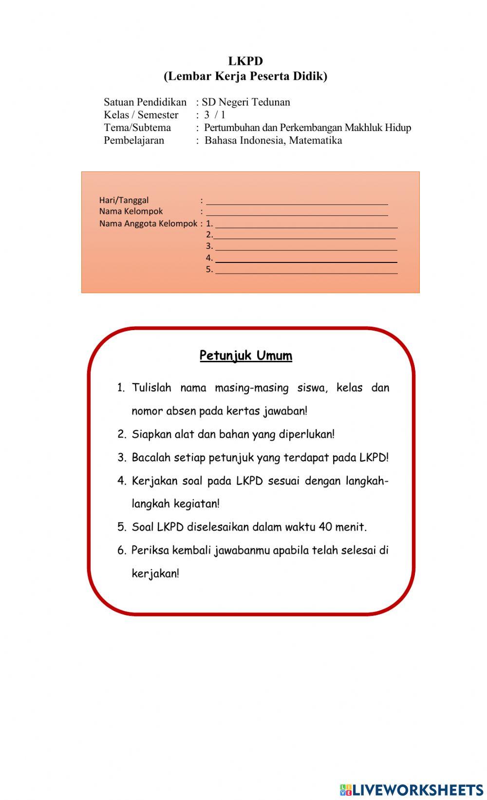 LKPD KELAS 3 TEMA 1 SUBTEMA 3 