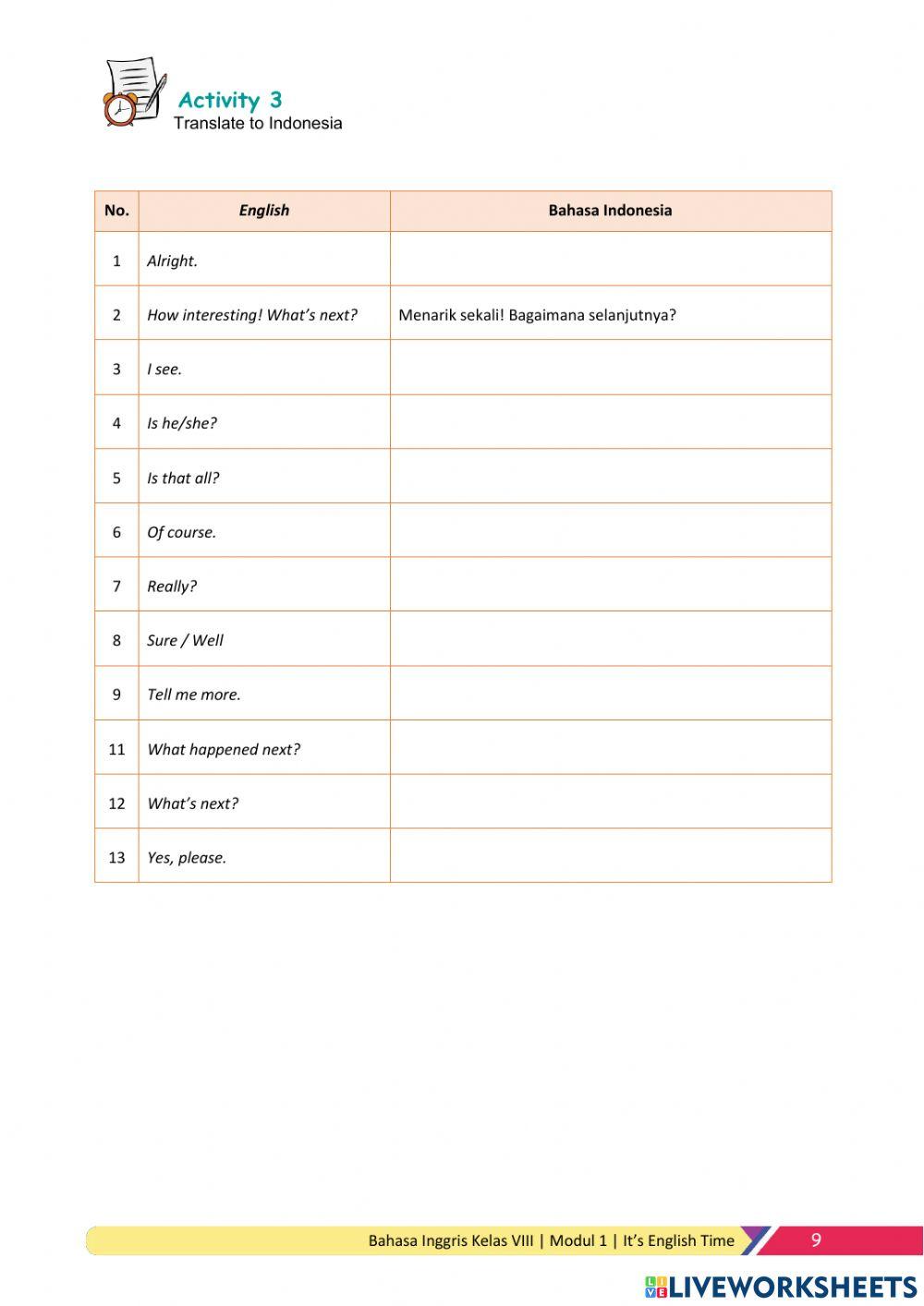 Bahasa Inggris Kelas VIII - Chapter 1