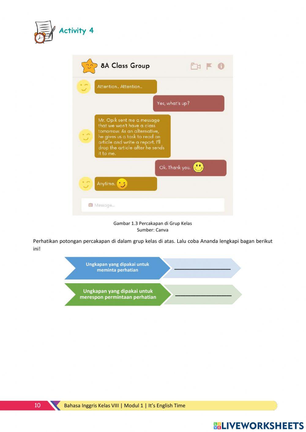 Bahasa Inggris Kelas VIII - Chapter 1