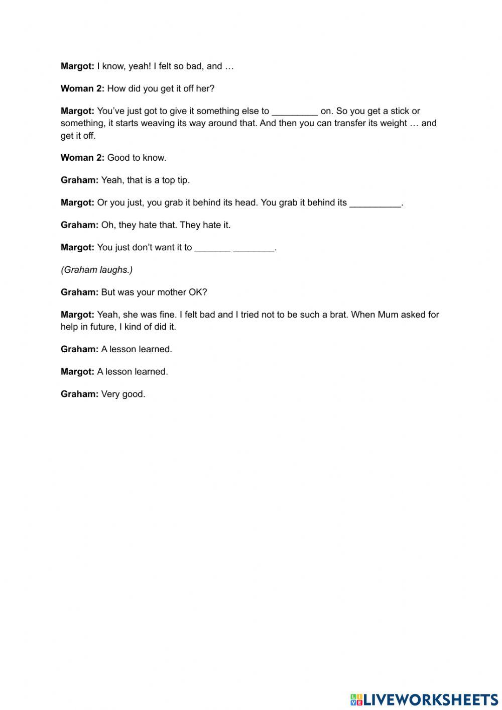 Actress Margot Robbie’s snake story