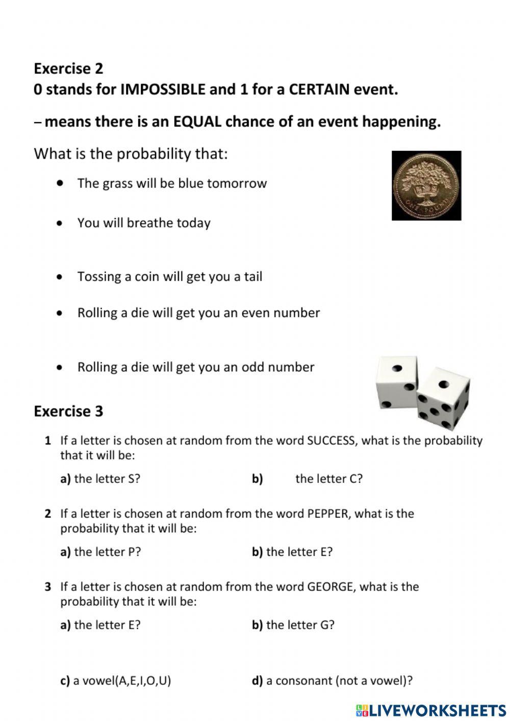 WW N3 Num probability worksheet Live Worksheets