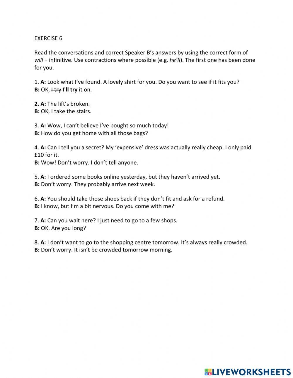 IE1, Unit 5, Vocabulary and Grammar, Exercise 6