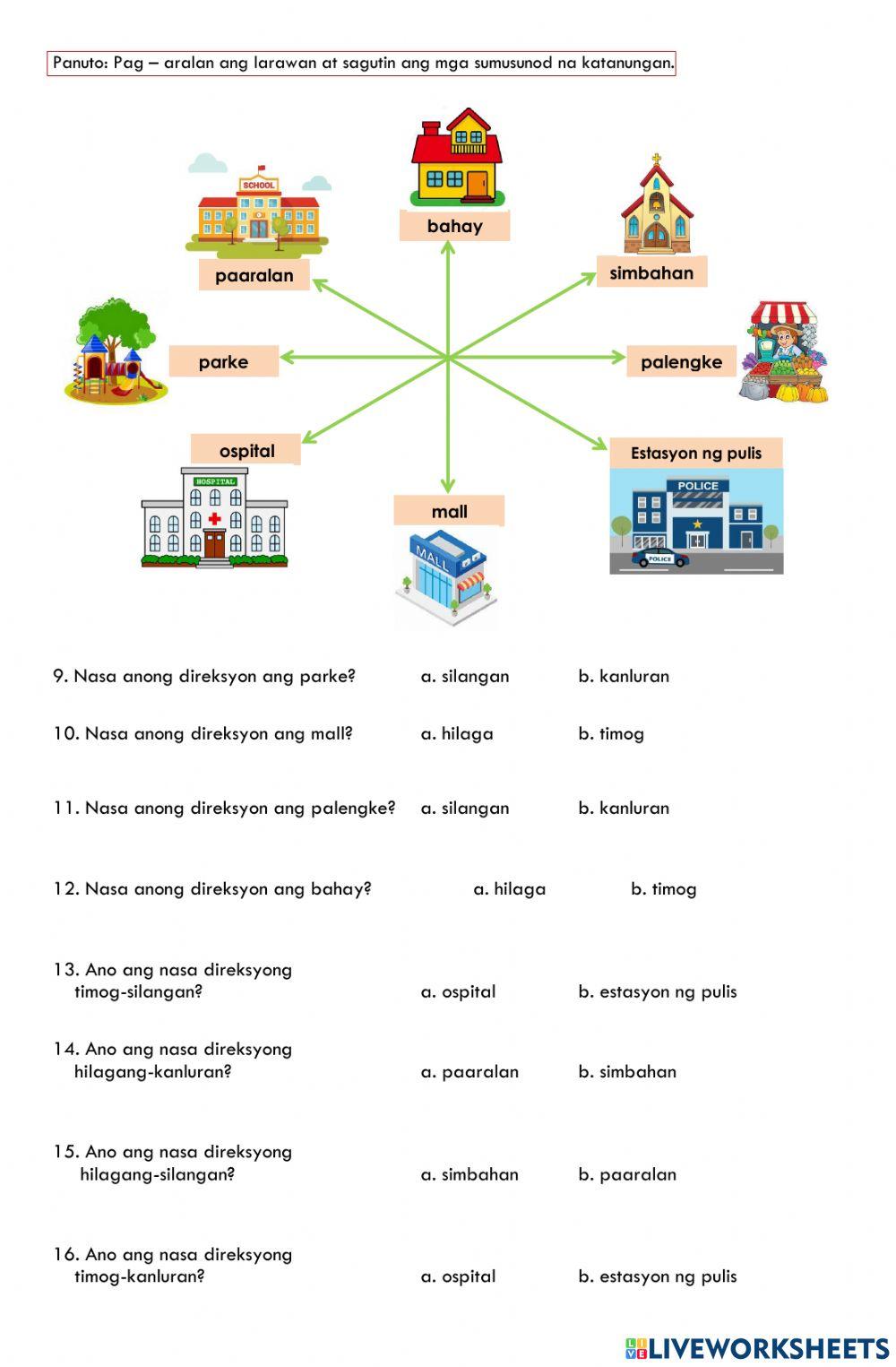 Pangunahin At Ikalawang Direksyon Printable Worksheet vrogue co